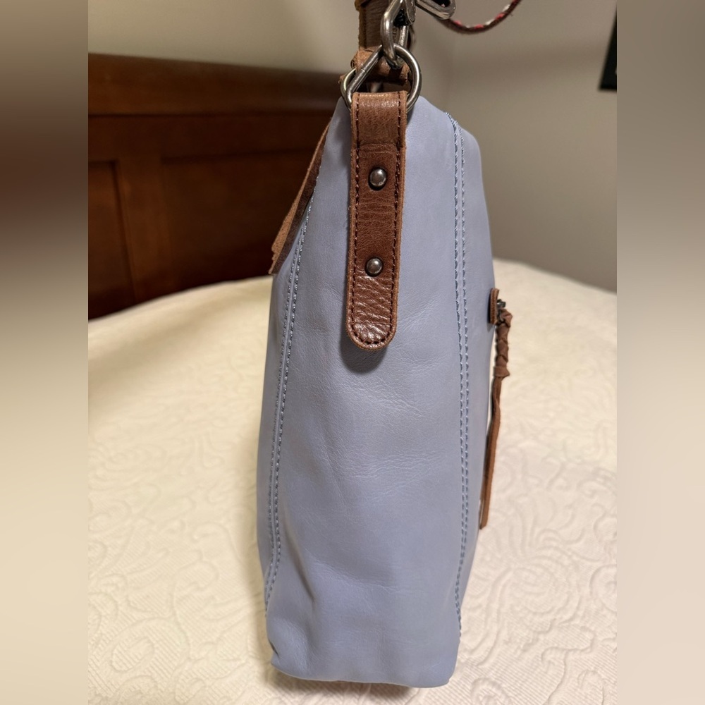 The Sak Light Blue Crossbody Bag with Brown Accents - Picture 4 of 6